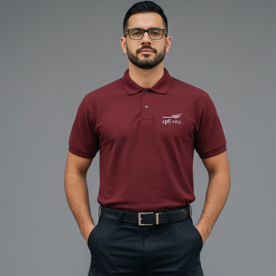 Modelo de polo masculina vinho com bordado no peito